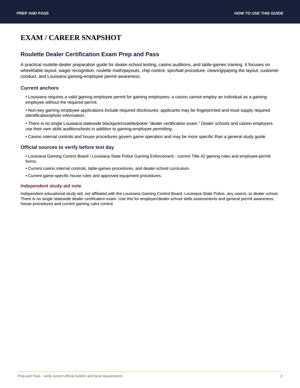 Roulette Dealer Certification Study Guide | Roulette Dealing Exam Review PDF, Layout & Payouts | Instant Download