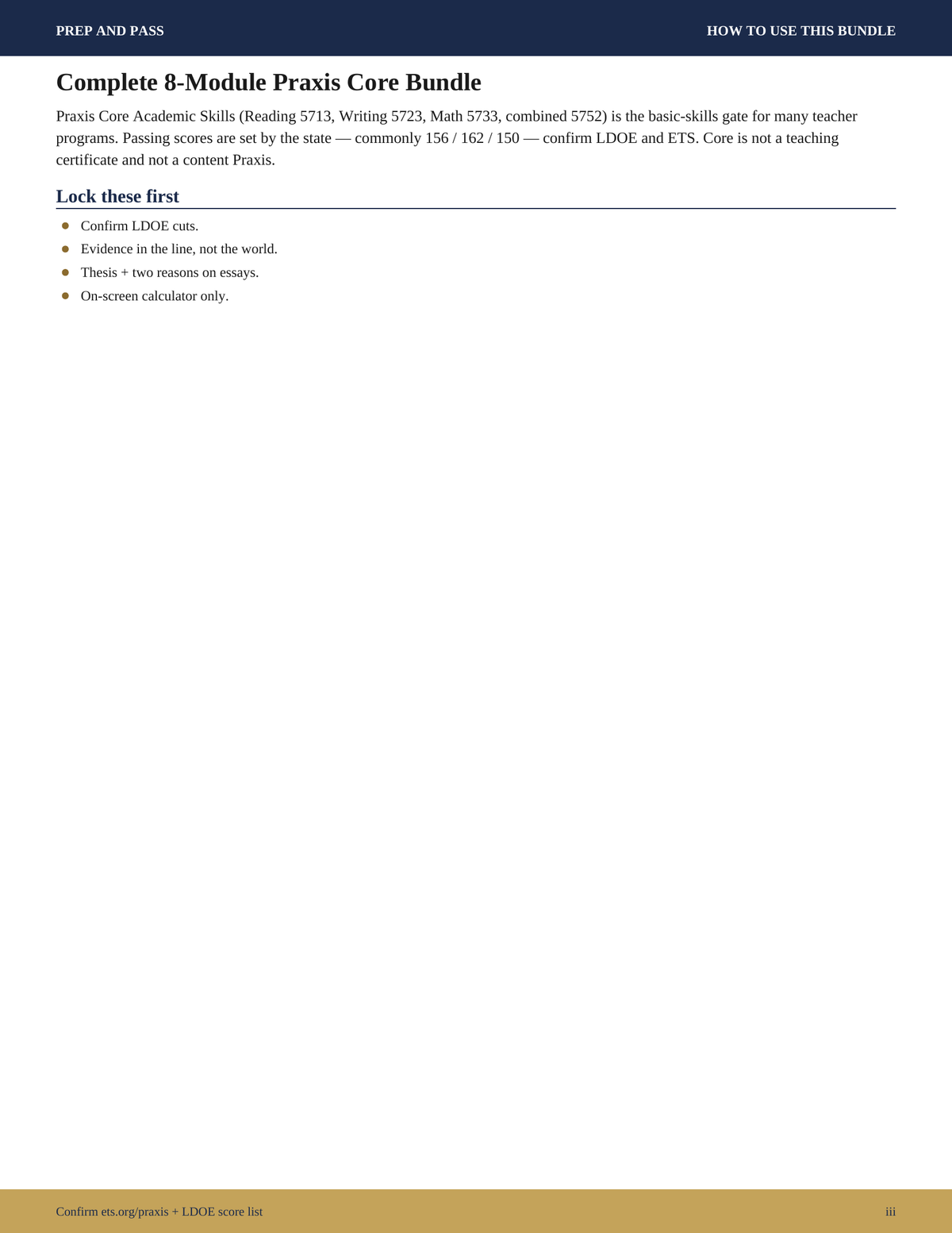 Praxis Core Study Guide | Teacher Certification Test Prep PDF 5713 5723 5733, Practice Questions | Instant Download