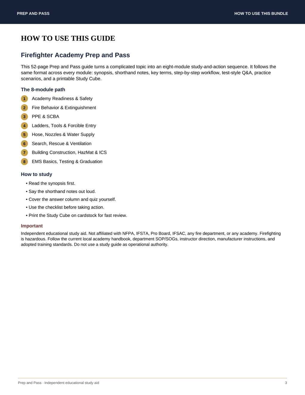 Firefighter Academy Prep Study Guide | Fire Service Entrance Test PDF, Firefighter 1 & 2 Exam Prep, Practice and Review | Instant Download