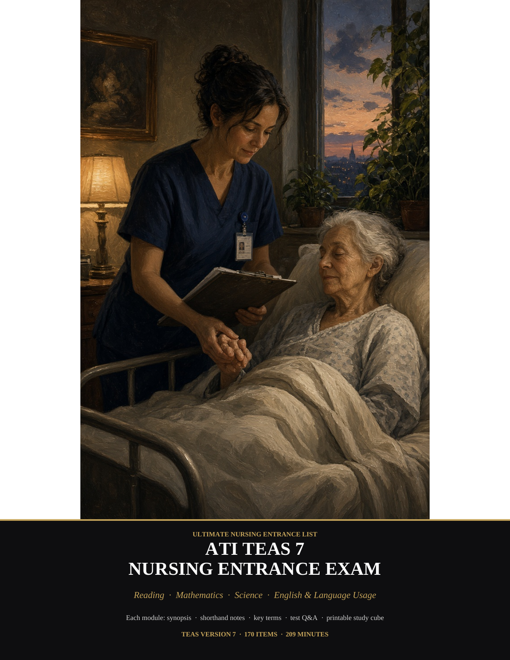 ATI TEAS 7 Study Guide | Nursing Entrance Exam Prep PDF, Reading Math Science English Review, Practice Questions | Instant Download