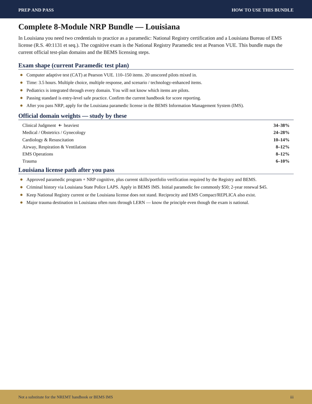 Paramedic Study Guide Louisiana | NRP Paramedic Exam Prep PDF, NREMT Practice Questions | Instant Download