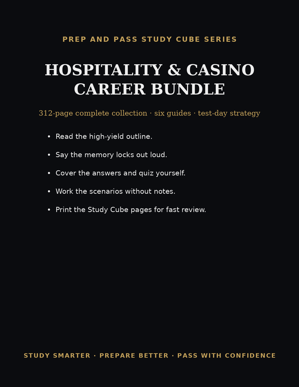 Hospitality & Casino Career Bundle | Bartending Casino Dealing Hotel Study Guides PDF | Instant Download