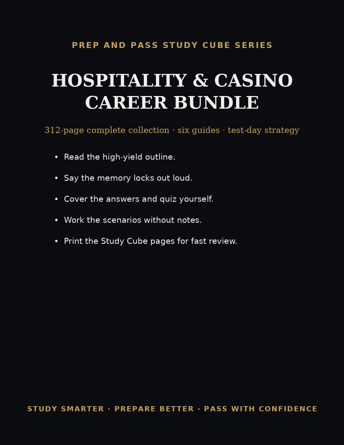 Hospitality & Casino Career Bundle | Bartending Casino Dealing Hotel Study Guides PDF | Instant Download