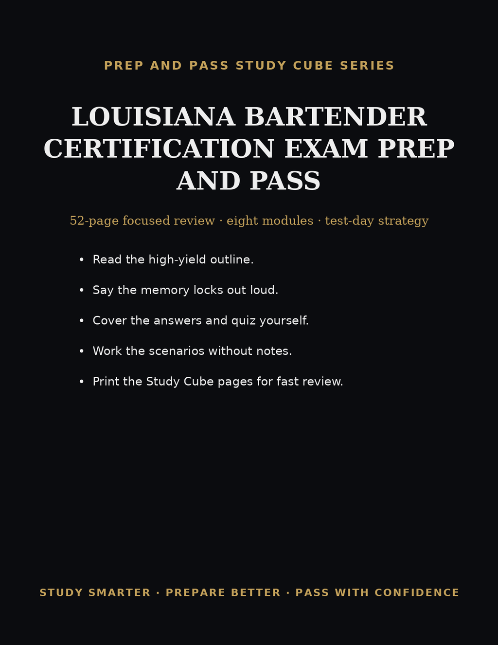 Louisiana Bartender Certification Study Guide | Bartending Exam Review PDF, Drink Recipes & Service | Instant Download