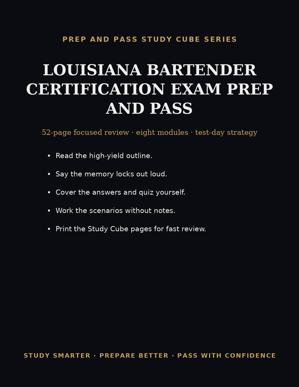 Louisiana Bartender Certification Study Guide | Bartending Exam Review PDF, Drink Recipes & Service | Instant Download