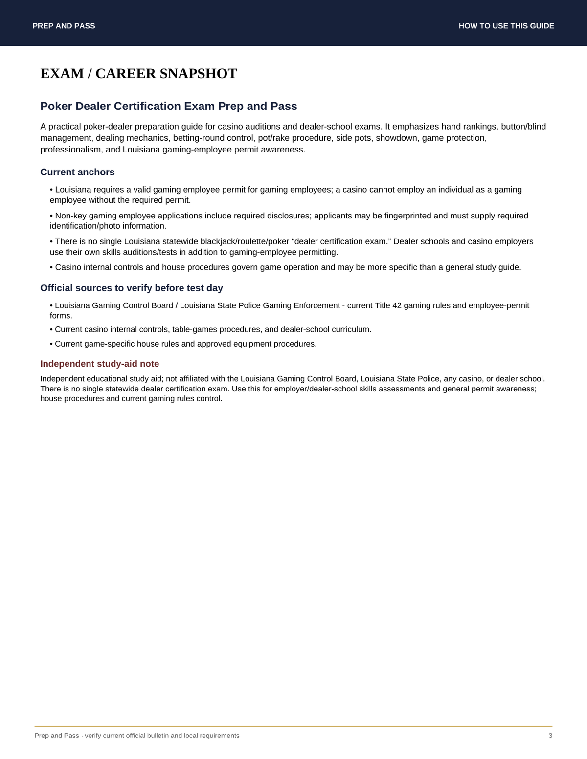 Poker Dealer Certification Study Guide | Poker Dealing Exam Review PDF, Procedures & Payouts | Instant Download