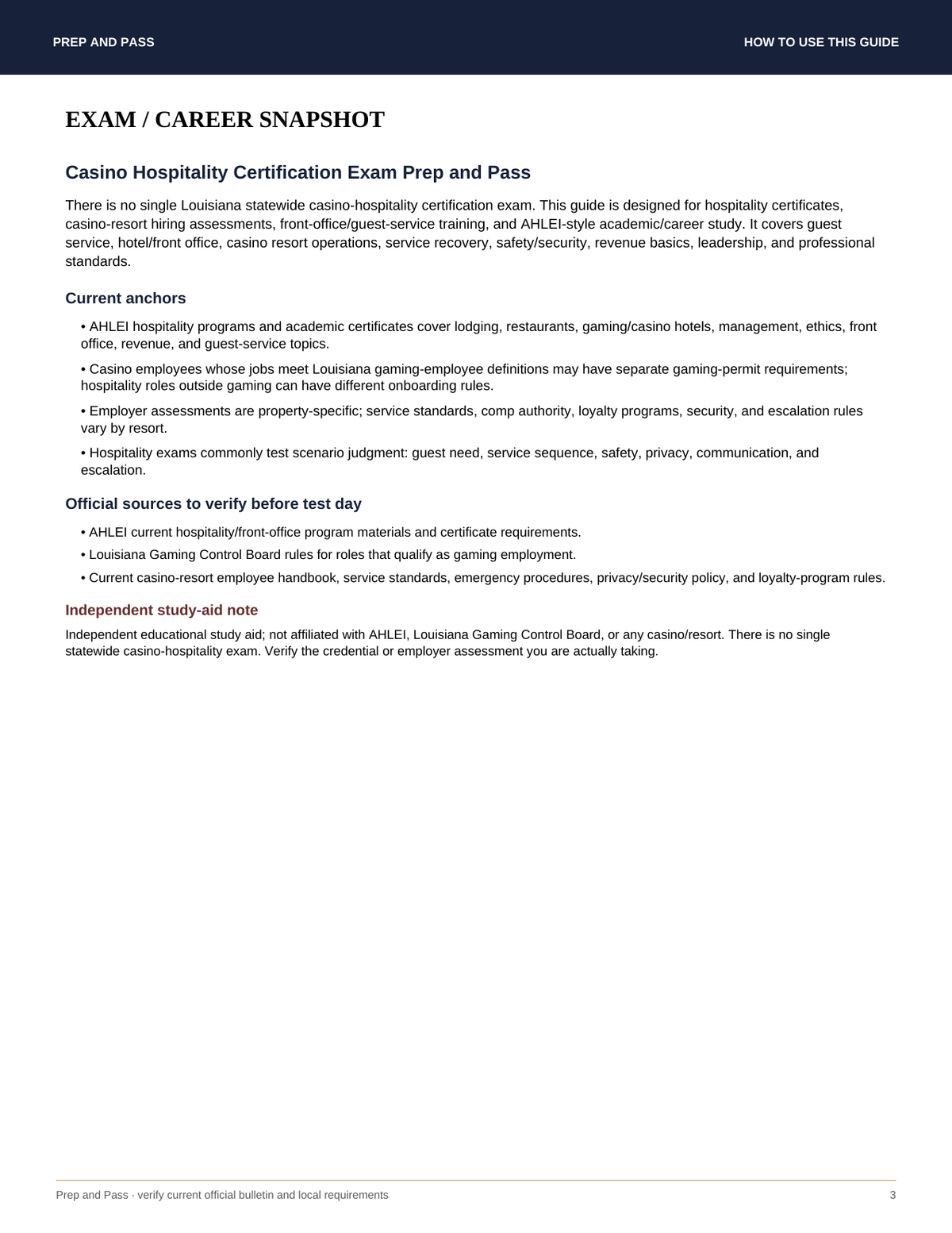 Casino Hospitality Certification Study Guide | Casino Operations Exam Review PDF | Instant Download