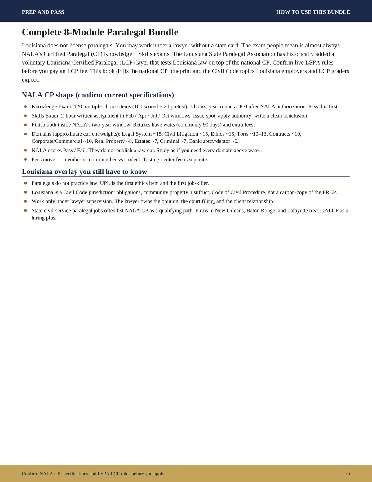 Louisiana Paralegal Exam Study Guide | NALA CP LSPA LCP Test Prep PDF, Civil Code Practice Questions | Instant Download