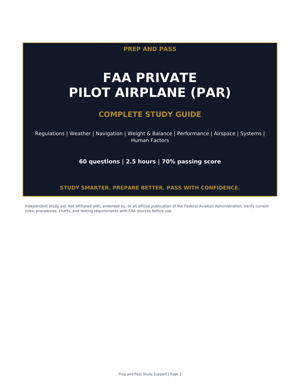 FAA Private Pilot Exam Study Guide | PAR Airplane Test Prep PDF, Regulations Weather Navigation | Instant Download