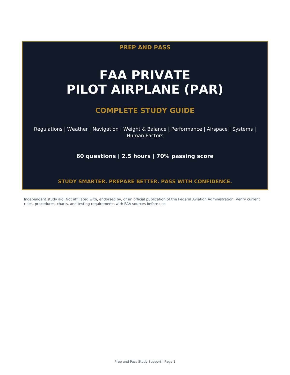 FAA Private Pilot Exam Study Guide | PAR Airplane Test Prep PDF, Regulations Weather Navigation | Instant Download