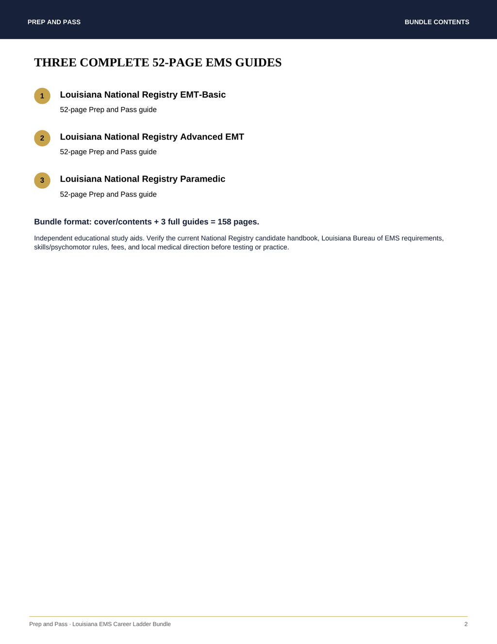 Louisiana EMS Career Ladder Bundle | EMT Basic AEMT Paramedic Study Guide PDF, NREMT Exam Prep | Instant Download