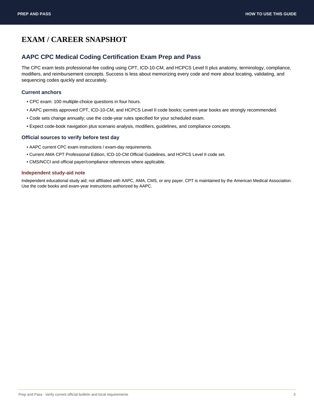 AAPC CPC Medical Coding Study Guide | Certified Professional Coder Exam Review PDF, Practice Questions | Instant Download