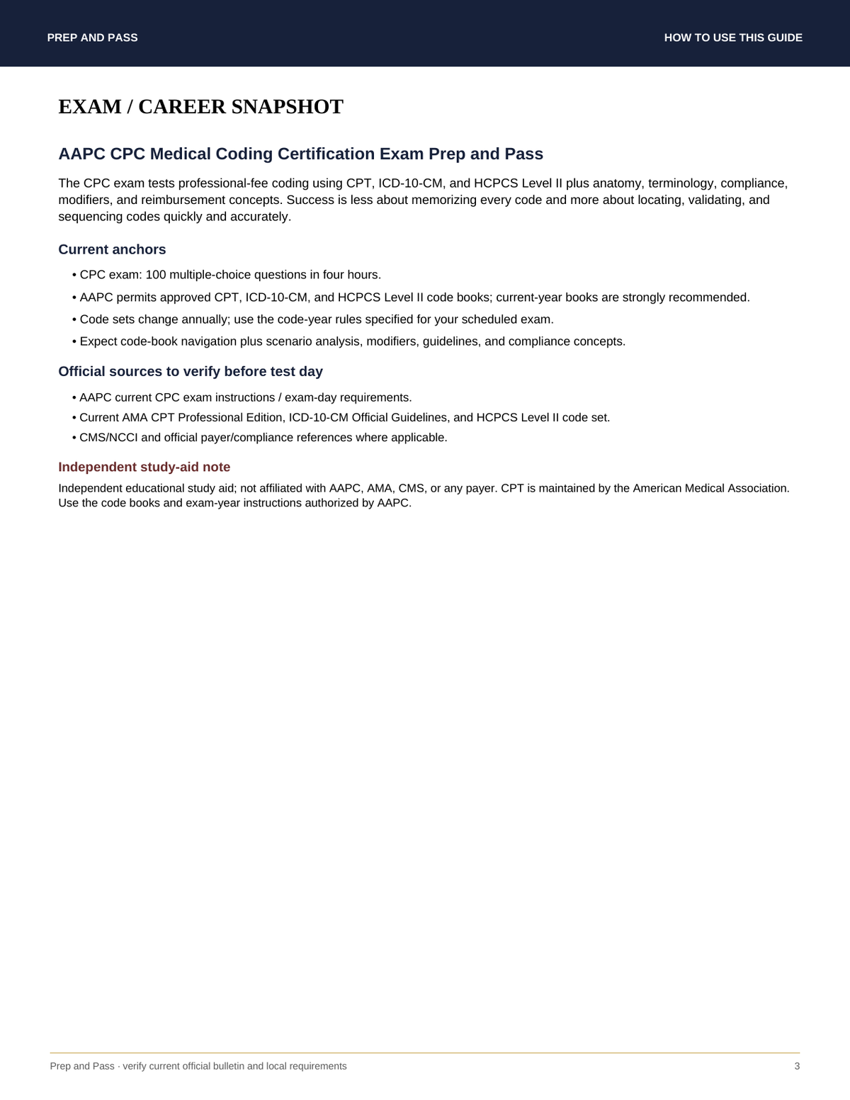 AAPC CPC Medical Coding Study Guide | Certified Professional Coder Exam Review PDF, Practice Questions | Instant Download