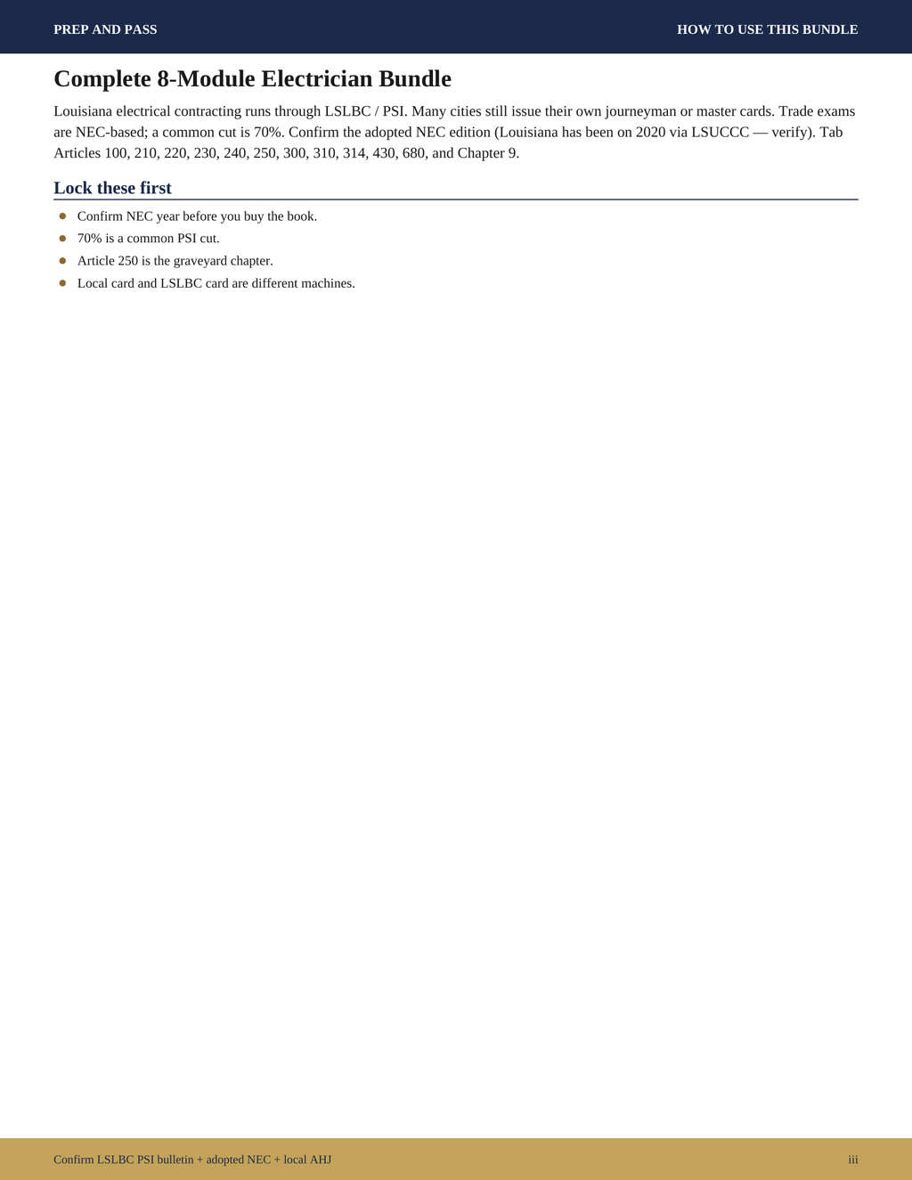 Louisiana Electrical Statewide Exam Study Guide | LSLBC Contractor NEC Test Prep PDF | Instant Download