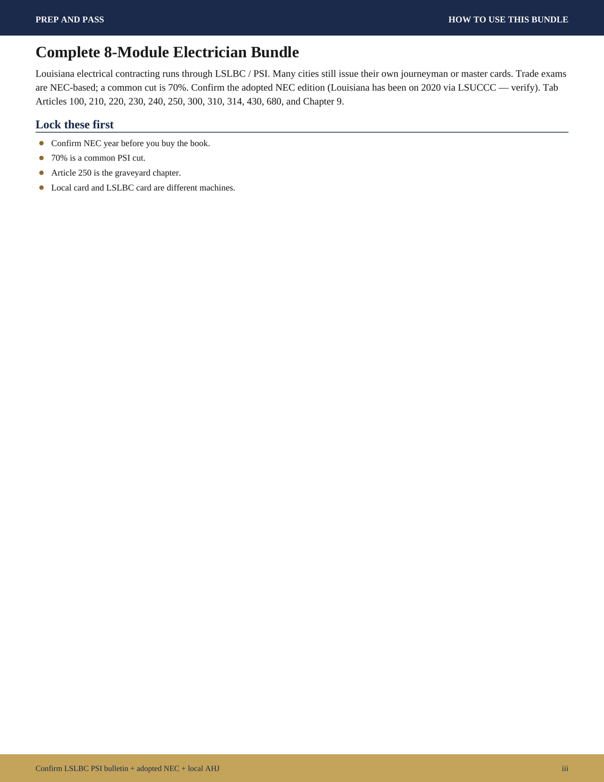 Louisiana Electrical Statewide Exam Study Guide | LSLBC Contractor NEC Test Prep PDF | Instant Download