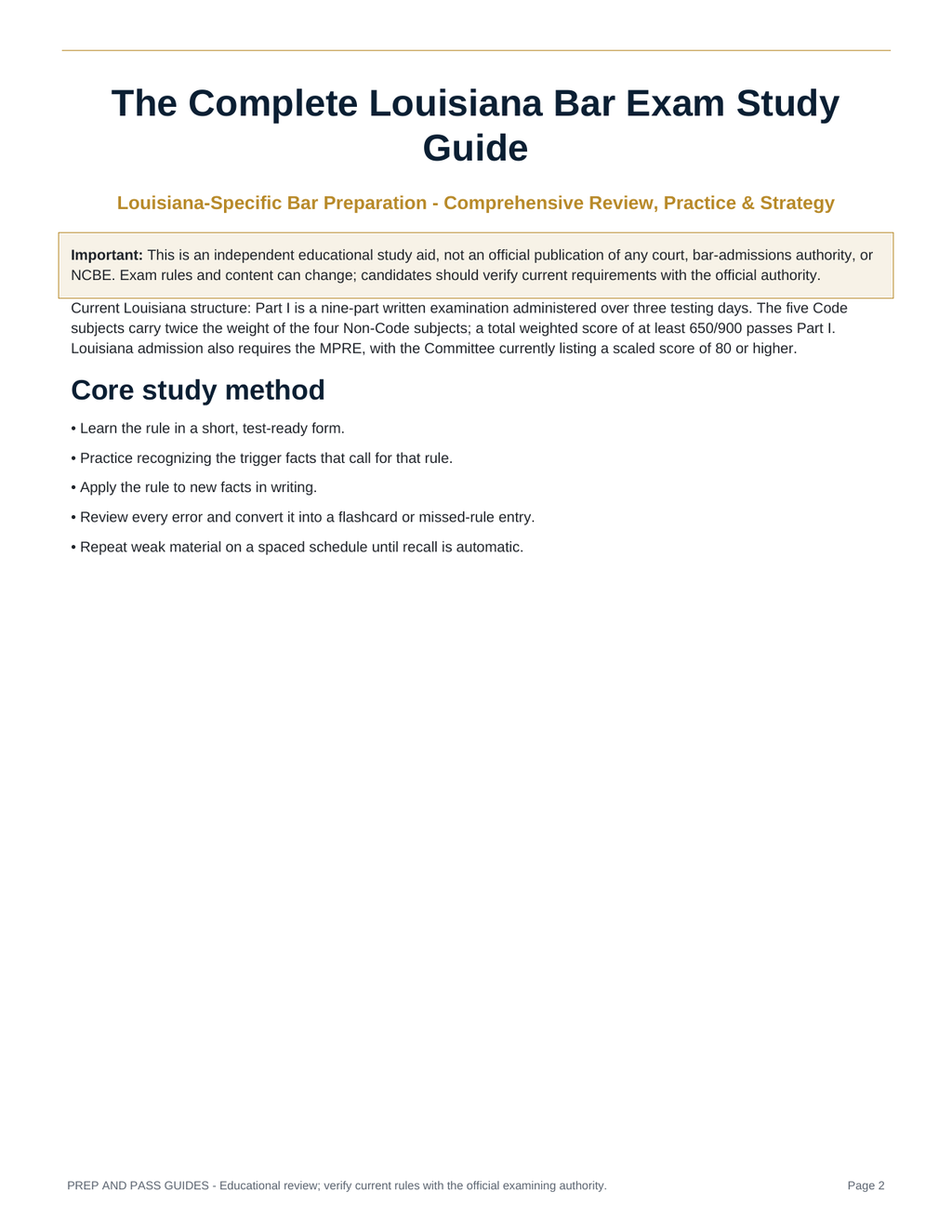 Louisiana Bar Exam Study Guide | LA Bar Test Review PDF, Practice Questions | Instant Download