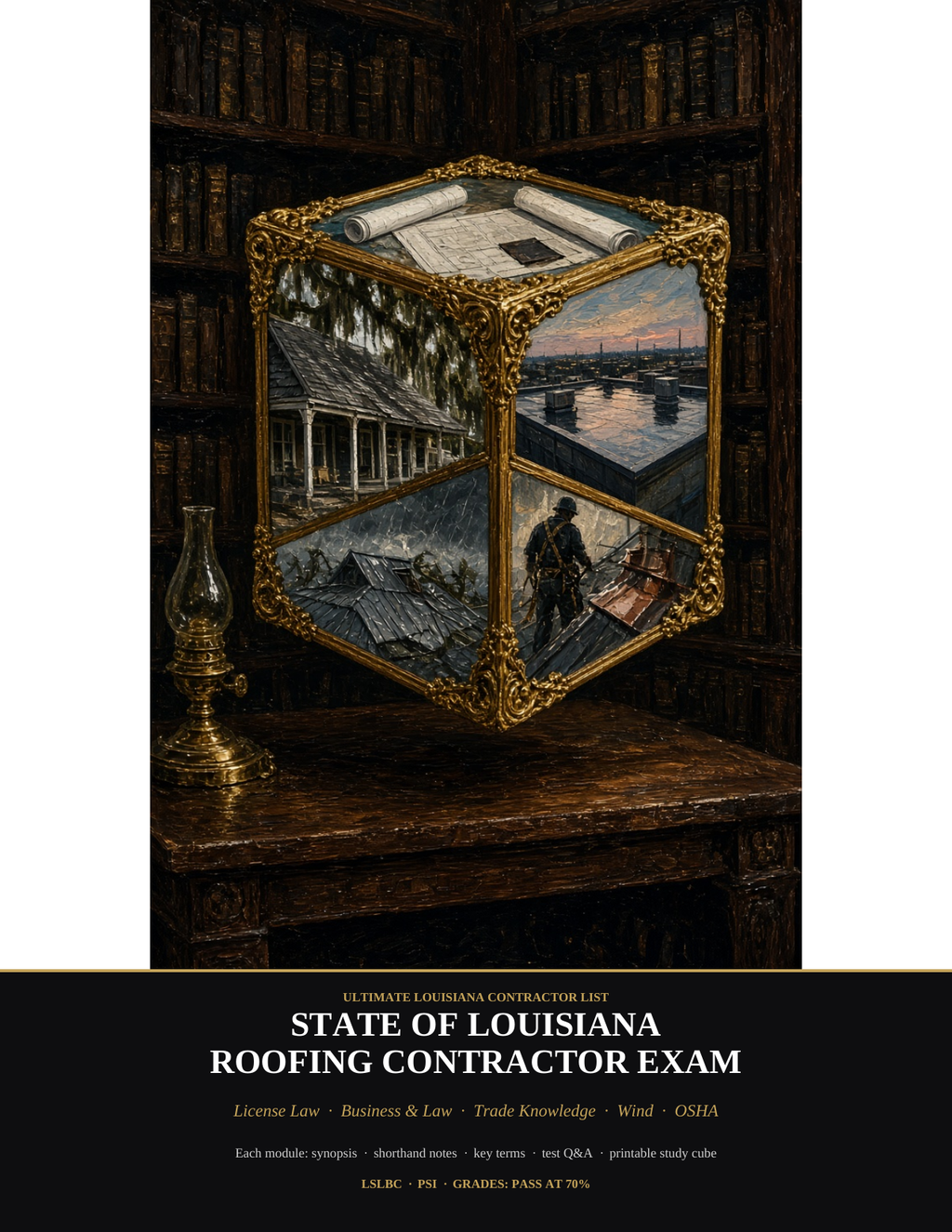 Louisiana Roofing Contractor Exam Study Guide | LSLBC Test Prep PDF, Business Law Trade Knowledge Review | Instant Download