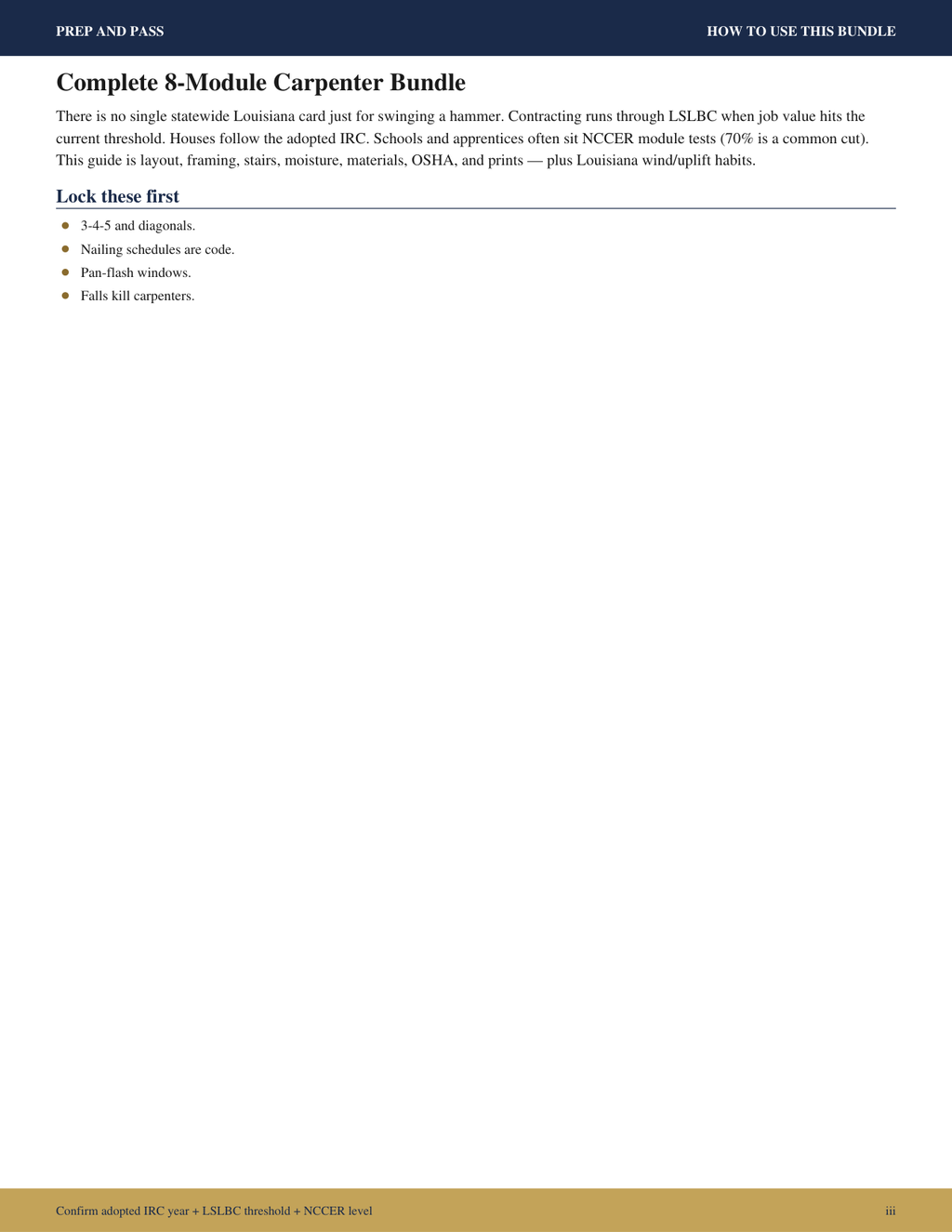 Carpenter Exam Study Guide | NCCER Carpentry Test Review PDF, Practice Questions | Instant Download