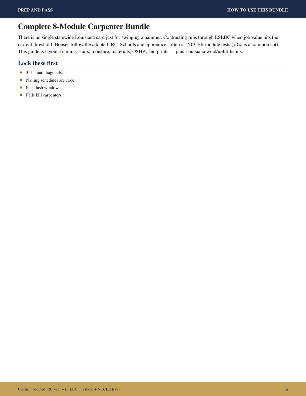 Carpenter Exam Study Guide | NCCER Carpentry Test Review PDF, Practice Questions | Instant Download
