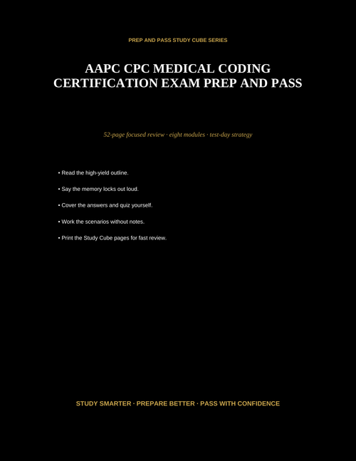 AAPC CPC Medical Coding Study Guide | Certified Professional Coder Exam Review PDF, Practice Questions | Instant Download