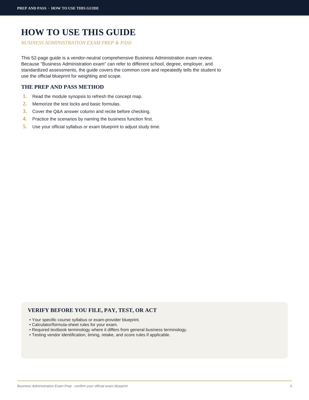 Business Administration Exam Study Guide | Business Admin Test Prep PDF, Practice Questions, Exam Review | Instant Download
