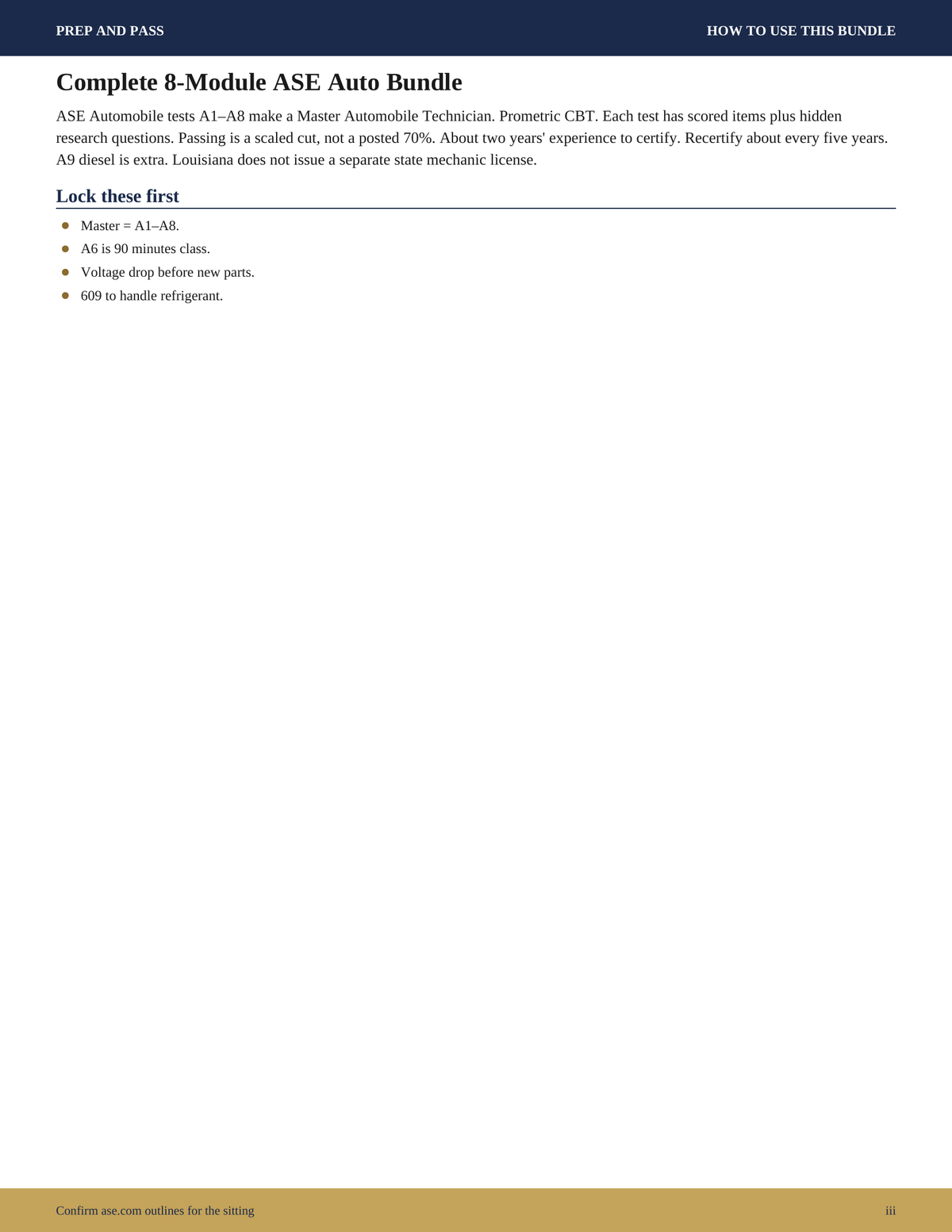 ASE A1-A8 Study Guide | Auto Mechanic Test Prep PDF, Master Technician Practice Questions, Prometric | Instant Download