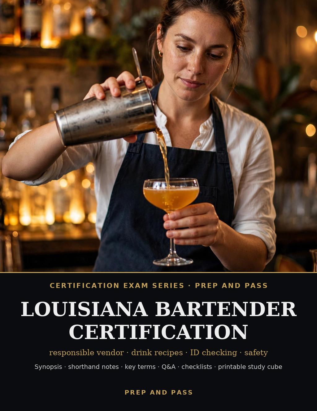 Louisiana Bartender Certification Study Guide | Bartending Exam Review PDF, Drink Recipes & Service | Instant Download