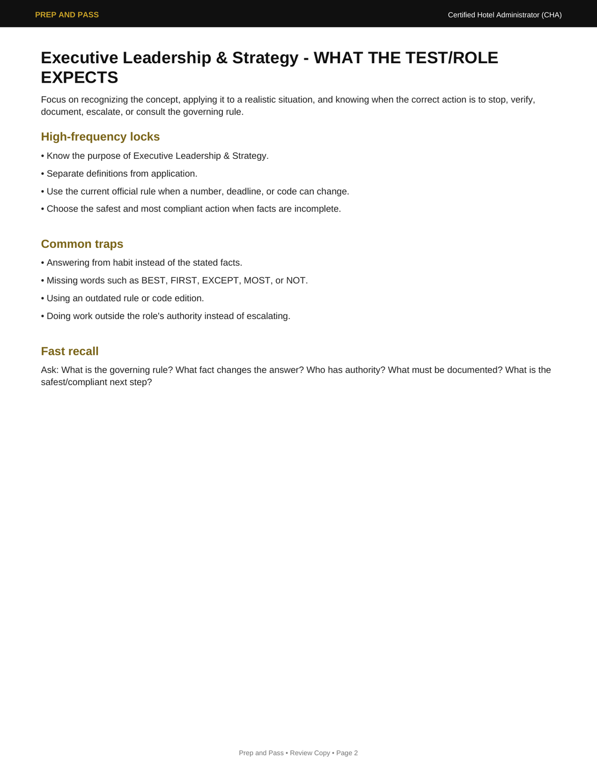 Certified Hotel Administrator Study Guide | CHA Exam Review PDF, Hotel Management | Instant Download