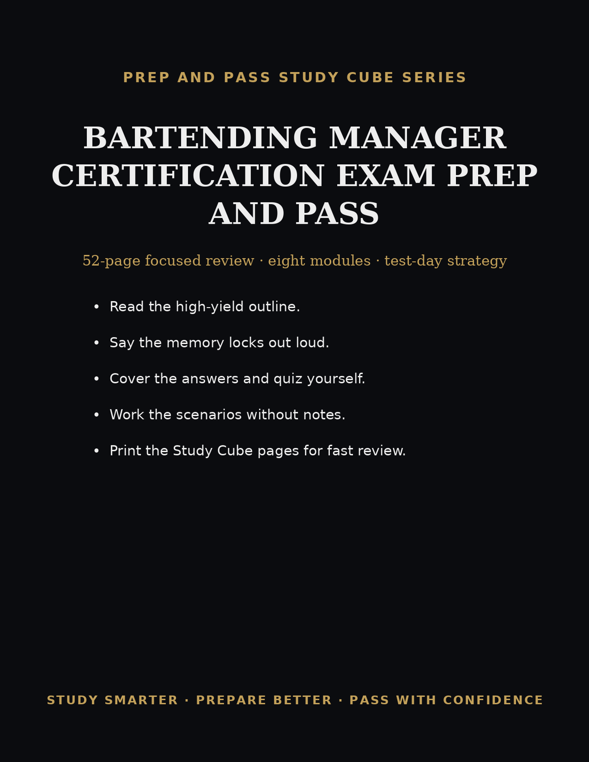 Bartending Manager Certification Study Guide | Bar Manager Exam Prep PDF, Operations & Compliance, Practice Questions | Instant Download
