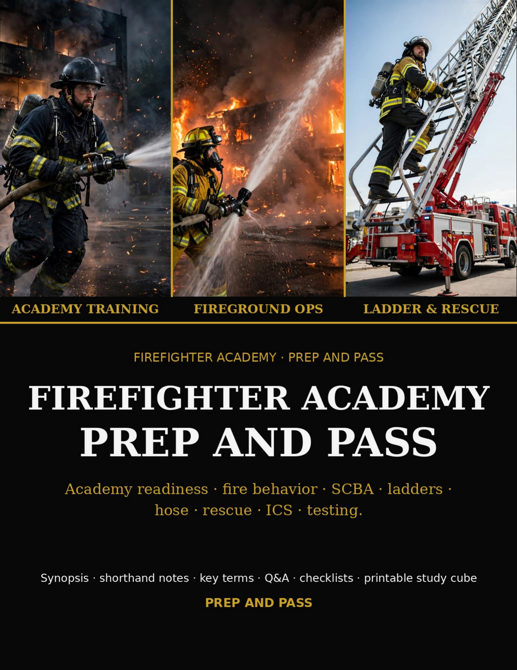 Firefighter Academy Prep Study Guide | Fire Service Entrance Test PDF, Firefighter 1 & 2 Exam Prep, Practice and Review | Instant Download