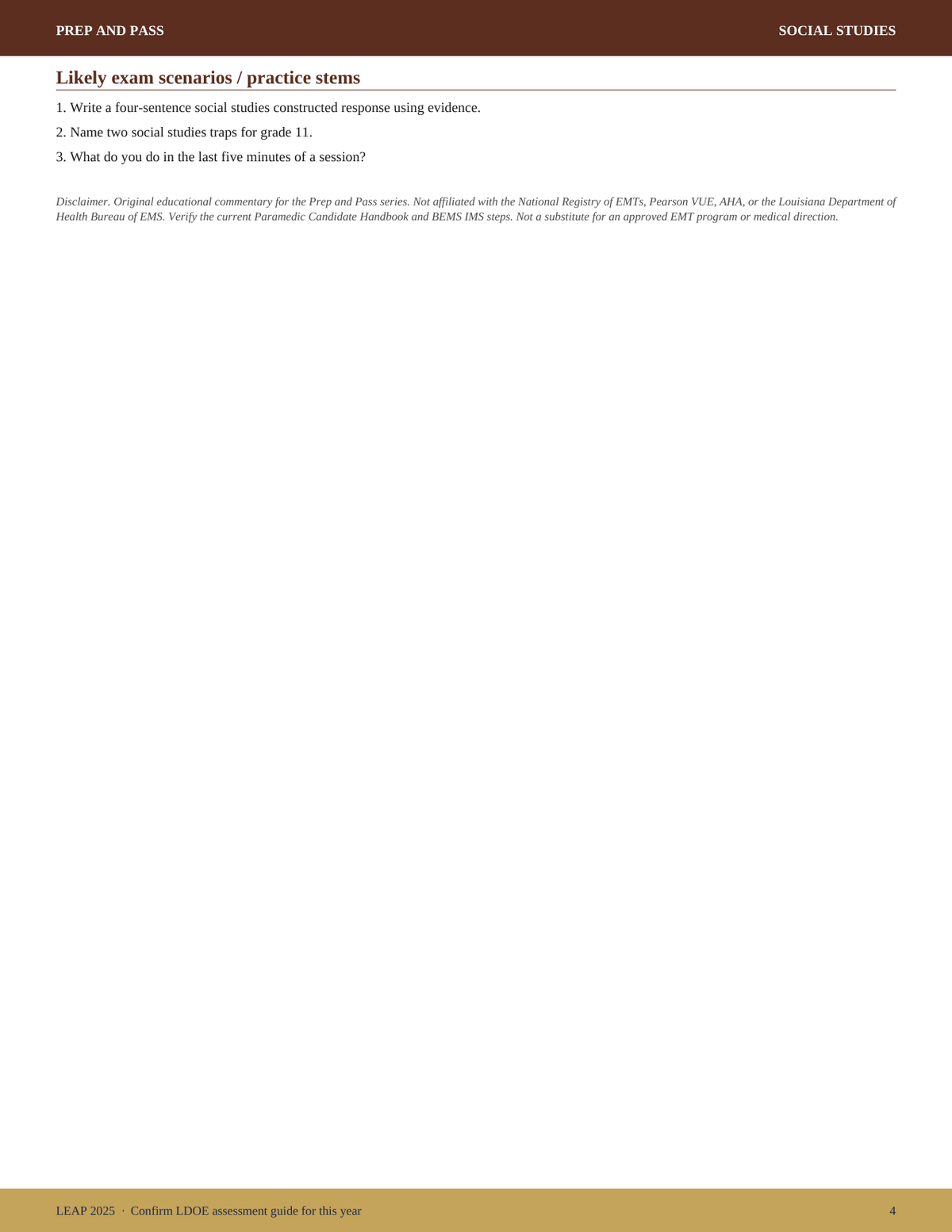 LEAP 2025 Grade 11 Study Guide | Louisiana High School Test Prep PDF, ELA Math Science Civics Review | Instant Download