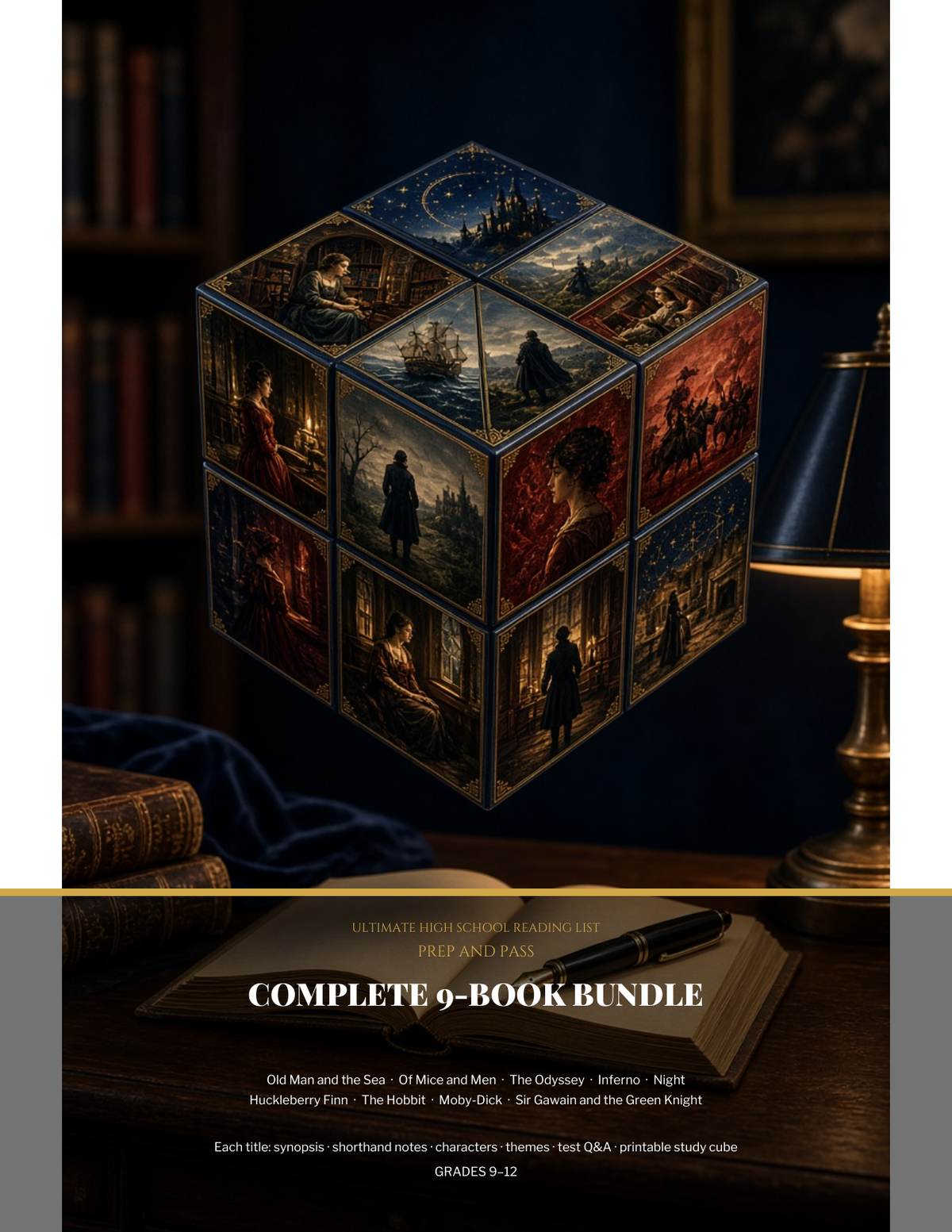 9-Book Epic Classics Bundle | High School Literature Study Guides PDF, Odyssey Hobbit Moby-Dick & More | Instant Download