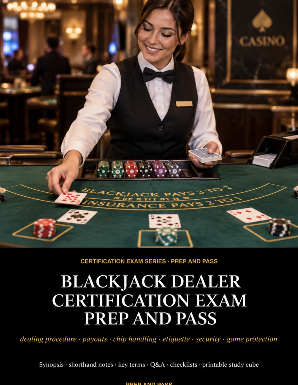 Blackjack Dealer Certification Study Guide | Blackjack Dealer Exam Prep PDF, Payouts & Chip Handling