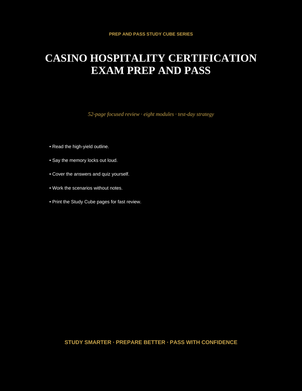 Casino Hospitality Certification Study Guide | Casino Operations Exam Review PDF | Instant Download