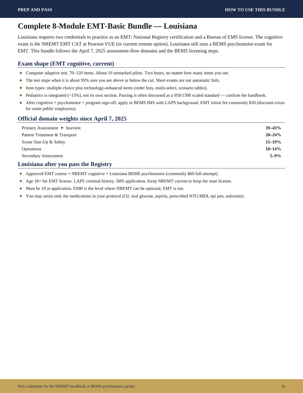 EMT Basic Study Guide Louisiana | NREMT EMT-B Exam Prep PDF, Practice Questions, Test Review | Instant Download