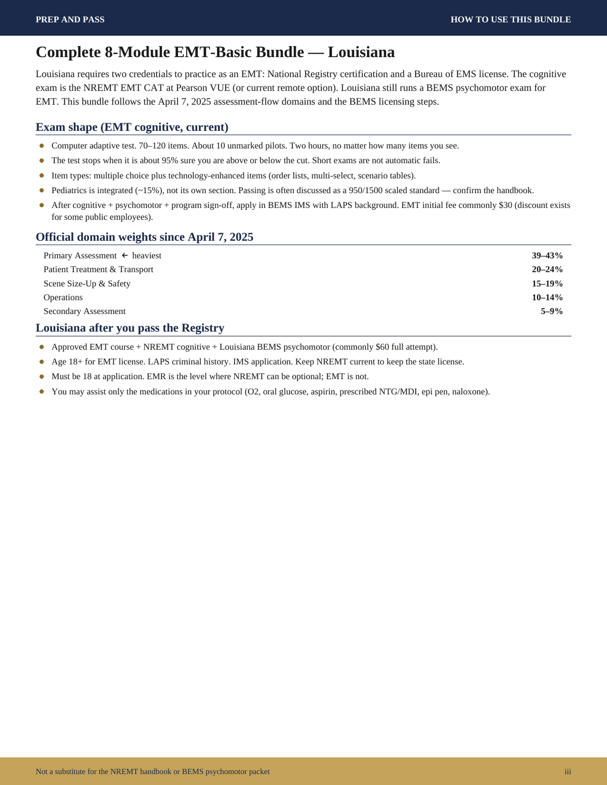 EMT Basic Study Guide Louisiana | NREMT EMT-B Exam Prep PDF, Practice Questions, Test Review | Instant Download